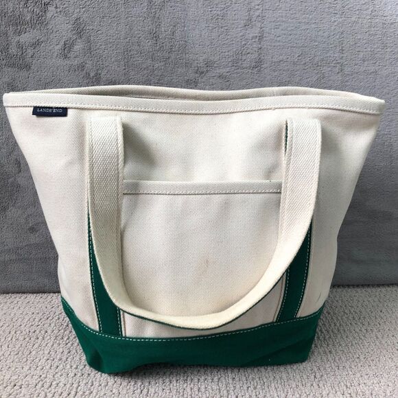 Lands End Canvas Tote Bag Green Cream Embroidered Louisville Parks Foundation - Picture 4 of 9